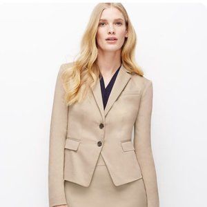 NWT Ann Taylor Cotton Sateen Two Button Blazer Suit Jacket in Khaki Tan Beige